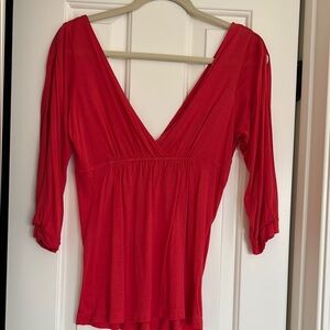 Elegant Red V-Neck Women's Top